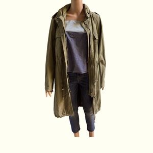 7 For All Mankind Utility Cargo Jacket Hooded Military Green
